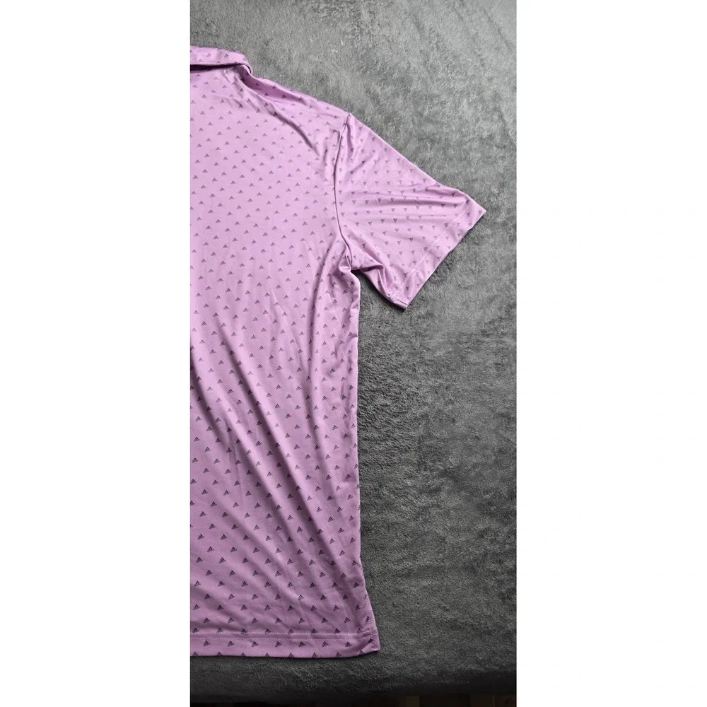 Adidas Adi-Print Bliss Golf Polo Shirt Mens Large Lilac AOP Short Sleeve